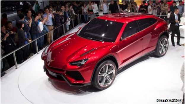 Lamborghini Urus concept SUV is displayed at the Auto China 2012