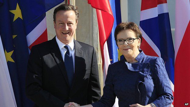 David Cameron meeting Polish Prime Minister Ewa Kopacz