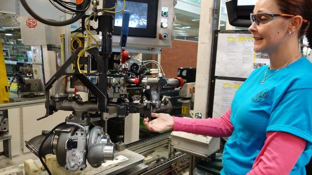 Dana Sims on factory line