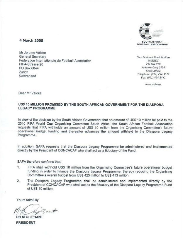 Copy of Safa letter to Fifa in 2008