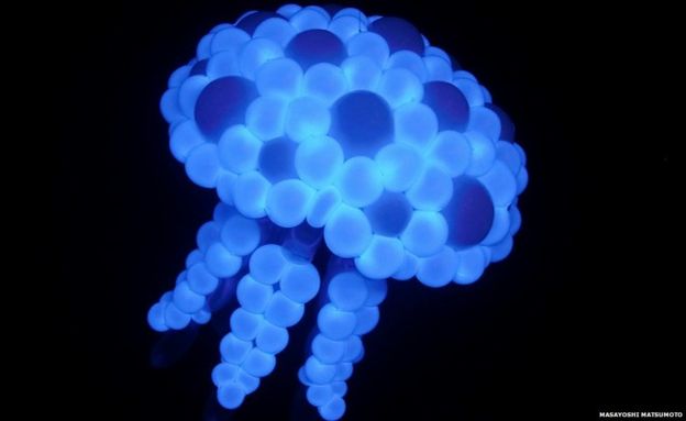 Jellyfish with neon balloons