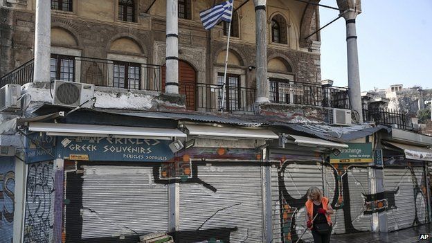Closed shops in Athens. 31 May 2015