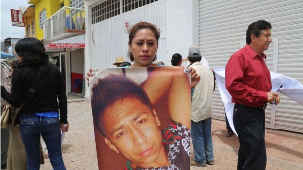 Victoria Salmeron Hernandez at a protest in Chilapa