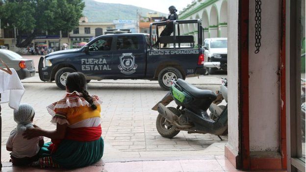 Officers on patrol in Chilapa