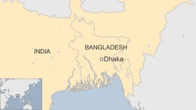 Map showing India and Bangladesh