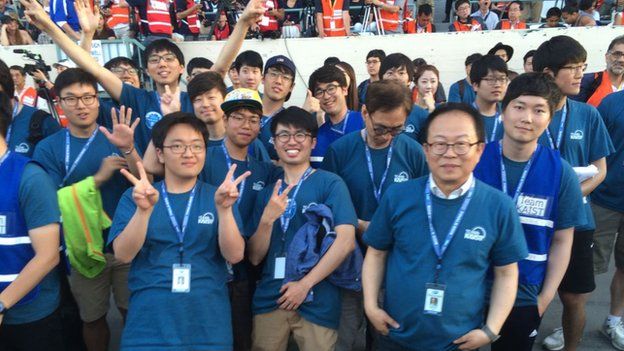 Team Kaist after winning at Darpa Robotics Challenge in Pomona, CA, 6 June 2015