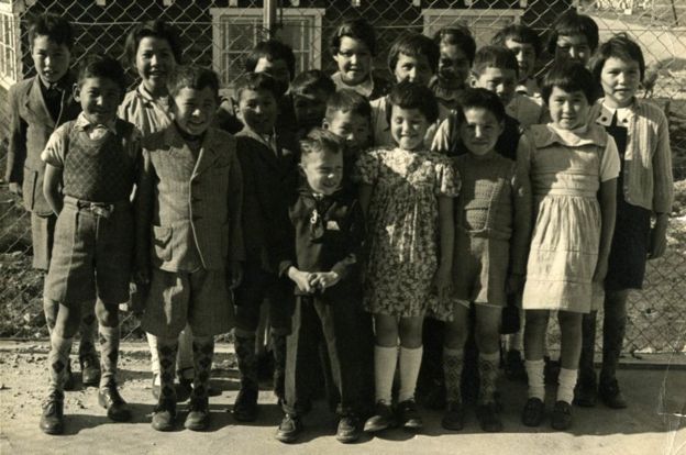 The children gathered together in Greenland