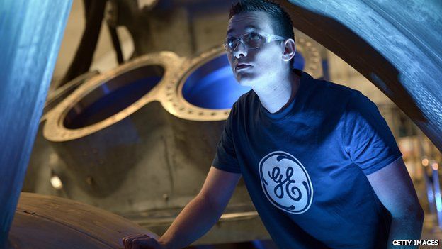 A worker at a GE plant in France