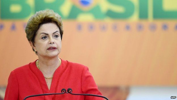 Brazilian President Dilma Rousseff delivers a speech