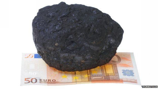 Coal on 50-euro note