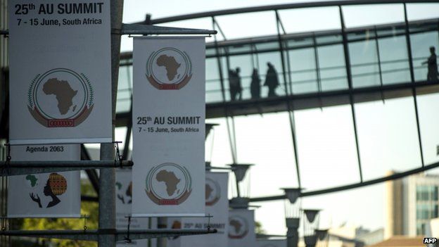 Banners in South Africa ahead of the AU summit