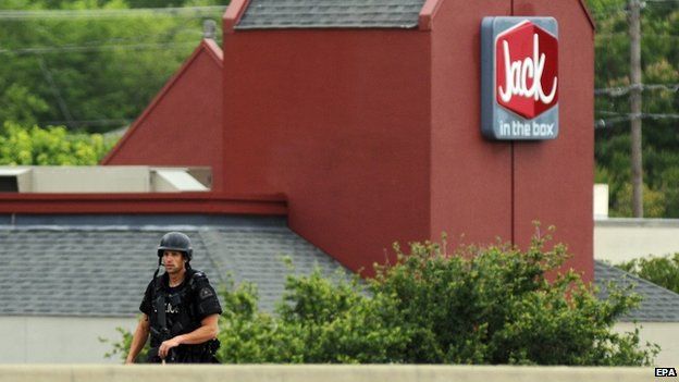 A Dallas police officer at the scene of a standoff