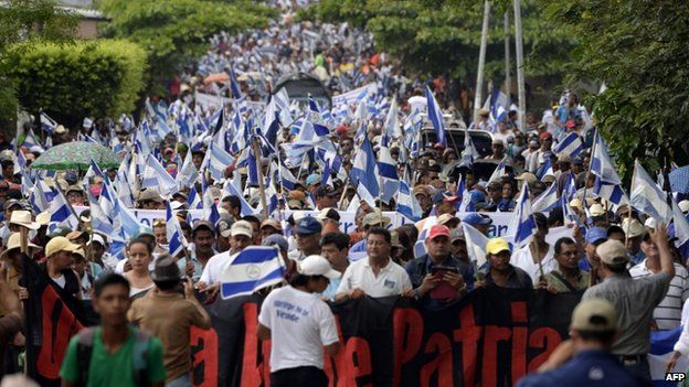 Protesters in Nicaragua against a planned canal linking the Atlantic and Pacific oceans