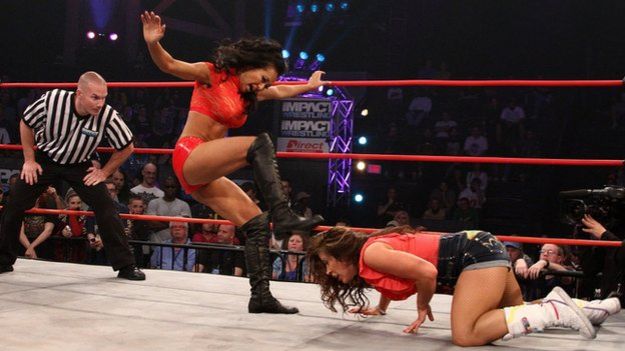 Gail Kim wrestling another woman