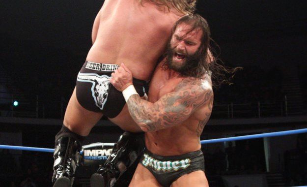 Gunner wrestling Storm