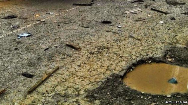 a pot hole near the crash