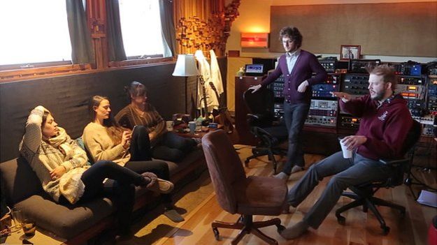The Staves and Justin Vernon in the studio