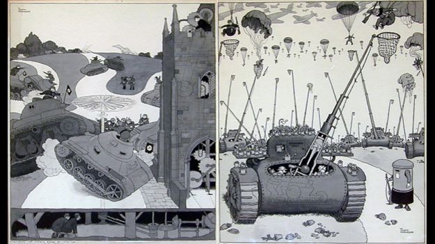 Two cartoons by William Heath Robinson