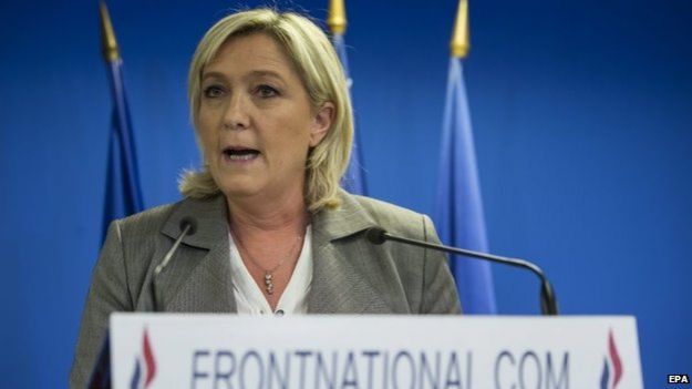 Marine Le Pen at the party headquarters in Nanterre, outside Paris, France, 29 March 2015