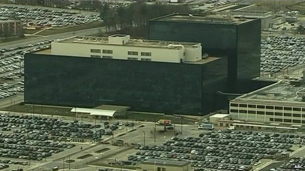 Aerial footage of the NSA Headquarters this morning