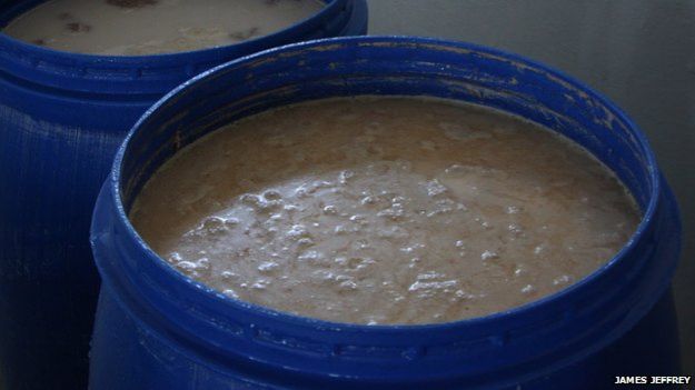 Teff flour mixed with water and fermented