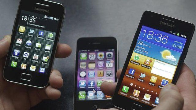 Samsung and Apple handsets