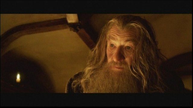 Sir Ian McKellen playing Gandalf