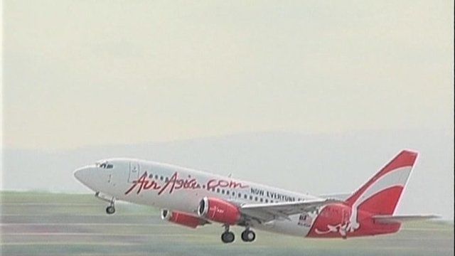 An AirAsia aircraft on take-off.