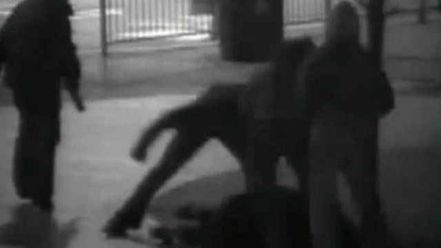 CCTV shows a youth being beaten