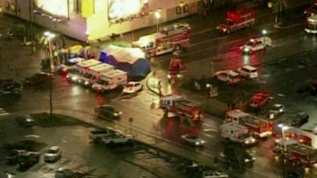 Emergency vehicles outside the Clackamas Shopping Center Oregon