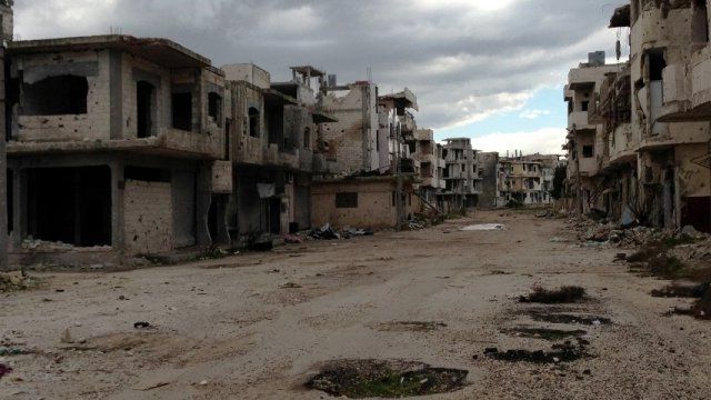 Damaged buildings in Syria