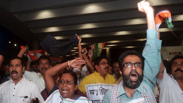 Protesters in Calcutta