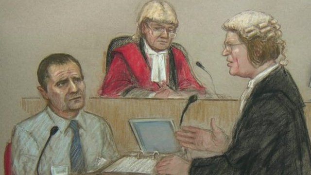 Court drawing of Mark Bridger in court