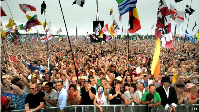 Music fans at Glastonbury