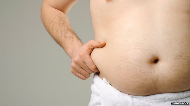 A man with a large belly in a towel