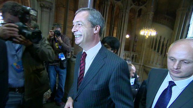 Nigel Farage at the Conservative party conference in Manchester