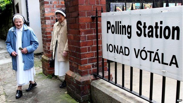 Voters at polling station in the Republic of Ireland