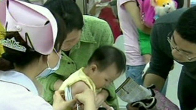 Baby having vaccination in China
