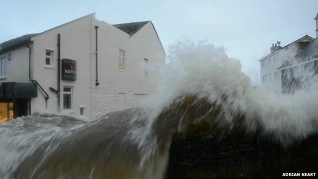 UK Storms: Huge Waves Crash Into Newlyn, Cornwall - BBC News