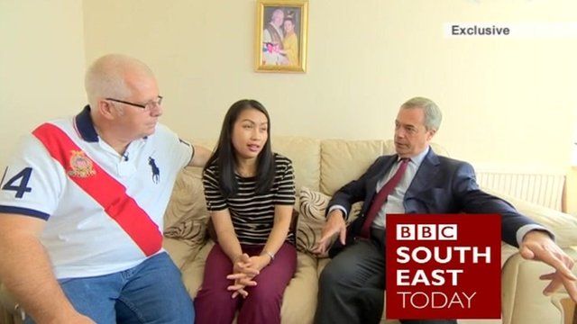 Vincent and Fa Munday with Nigel Farage