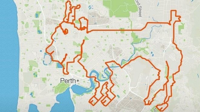 The cyclists turned a 202km ride around Perth into an outline of a goat