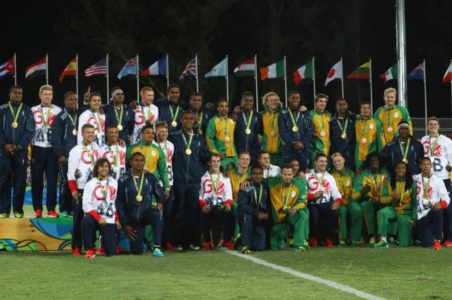 Fiji and GB sevens teams