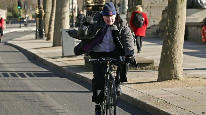 Boris Johnson cycling in London