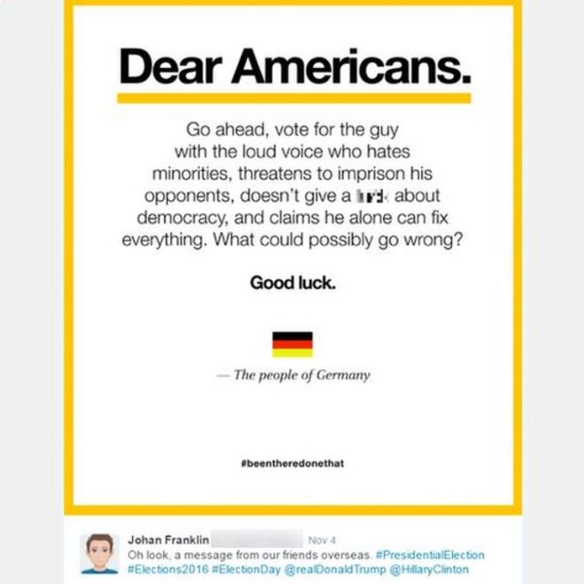 Image result for trump hitler german man dear americans