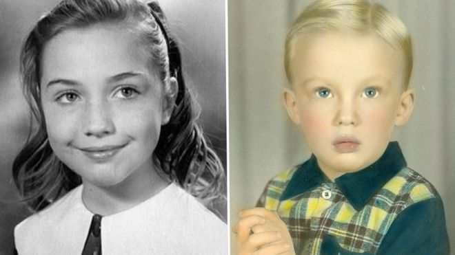Hillary Clintonkama mtoto (ilitumwa kwenye Instagram yake/ Donald Trump akiwa na umri wa miaka 4