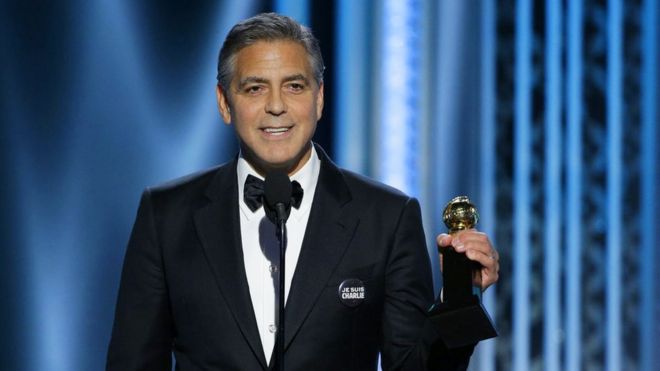 George Clooney with his Golden Globe Award