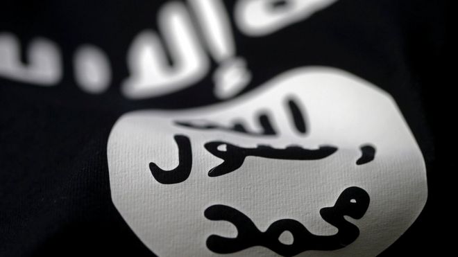 An Islamic State flag is seen in this picture illustration taken February 18, 2016