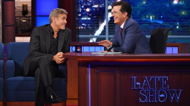 George Clooney and Stephen Colbert