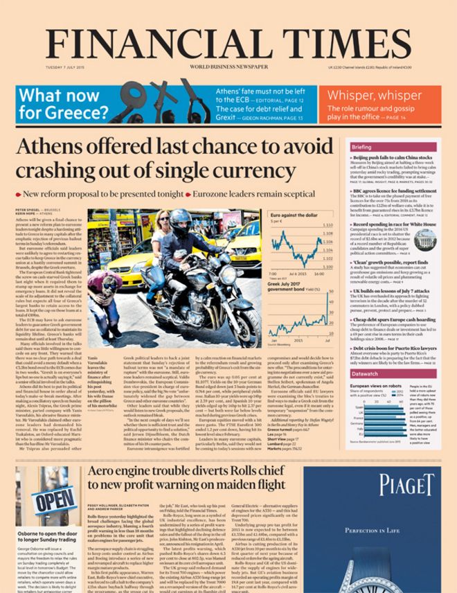 Financial Times front
