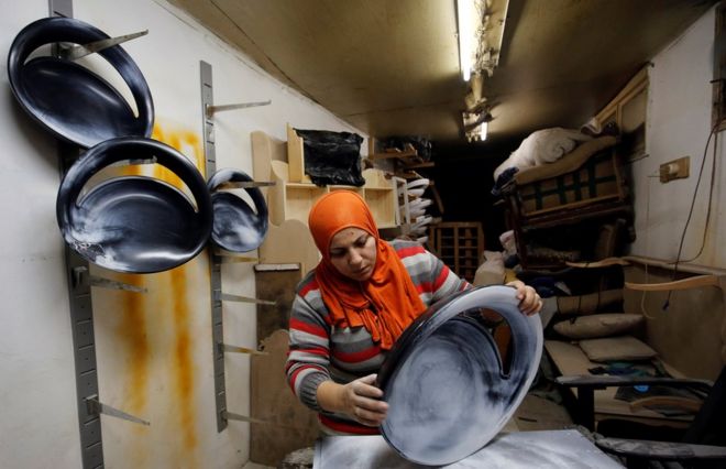 Cairo female carpenter, Ousta Asmaa, in her workshop on 8 March